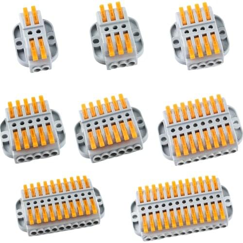 Quick Eletrical Wire Connector 2/3/4/5/6/8/10/12 Pin Universal Docking Fast Wiring Conductors Push-in Terminal Block