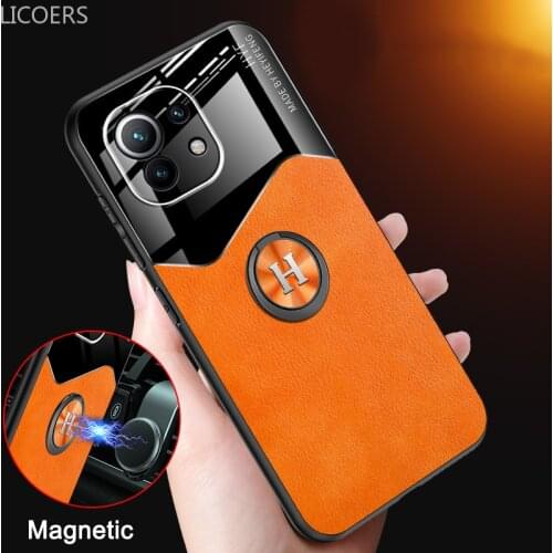 Case for Xiaomi Mi 11 10 K30S Ultra 10T Pro Note 10 Lite Mi Redmi 9C K30 PU Leather Glass Magnetic Ring Car Bracket Cover Shell