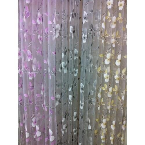 CS 138 Best New Modern Embroidered Flower Curtain fabrics for Living Bedroom Cortinas para sala Window Treatment Sheer Curtain
