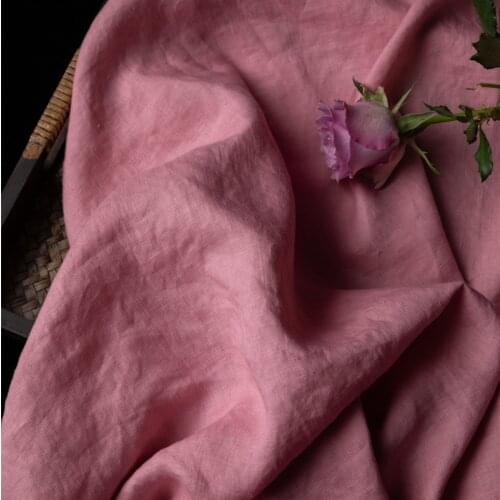 Quality flax fabric Pink color tissu Top grade robe dress pants shirt coat material