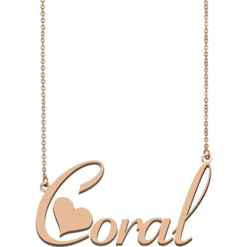 Coral Name Necklace, Custom Name Necklace for Women Girls Best Friends Birthday Wedding Christmas Mother Days Gift