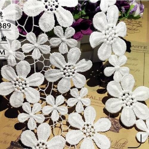 15Yards 11cm White Flower Lace Trimming Embroidery Trim Ribbon DIY Wedding Fabric Sewing Garment Handmade Accessories