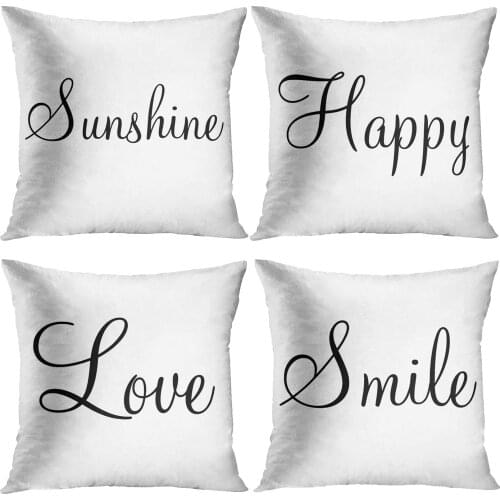 HOT SALES Throw Pillow Covers 18 X 18 Inch Set of 4 Happy Love Smile Cushion Covers for Home Sofa Chair Decorative Pillowcases