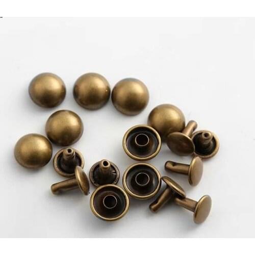 100sets 4-10mm Metal Double Cap Rivets Studs Round Rivet for Leather Craft Bag Belt Clothing Garment Shoes Pet Collar Decor