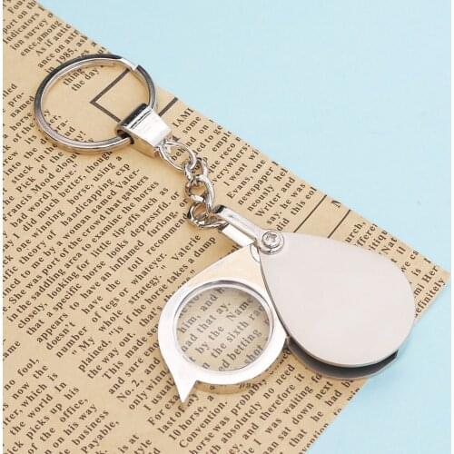 8x Mini Folding Magnifying Glass Key Chain Portable Reading Magnifier Jeweler Loupe Car Keyring Daily Tool