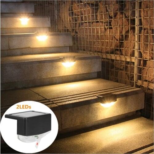 Upgraded 2LEDs Solar Lamp Path Stair Outdoor Waterproof Wall Light Garden Landscape Step Deck Lights Balcony Fence Solar Lights