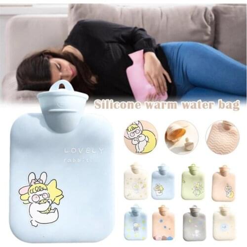 Cartoon Warmer Bottle Hot Water Hand Warmer Solid Color Thickened PVC Silicone Rubber Cute Hot Water Bottle Home Accessories