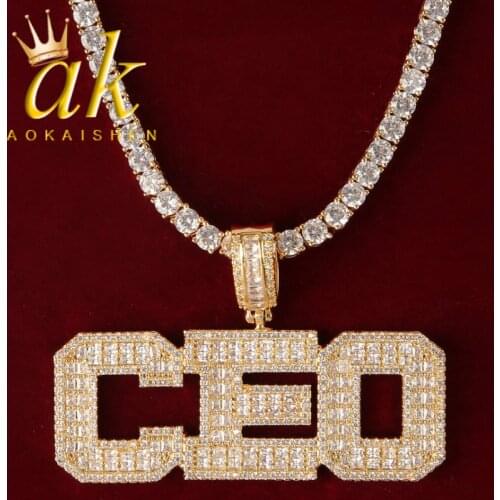 Baguette Letters Custom Name Pendant Hip Hop Rock Jewelry