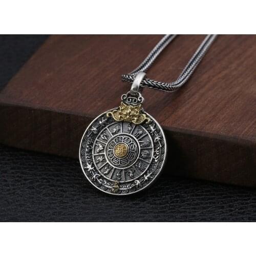 925 STERLING SILVER Zodiac Signs Pi Xiu beast mens punk hiphop Jewelry Pendant charm A5125