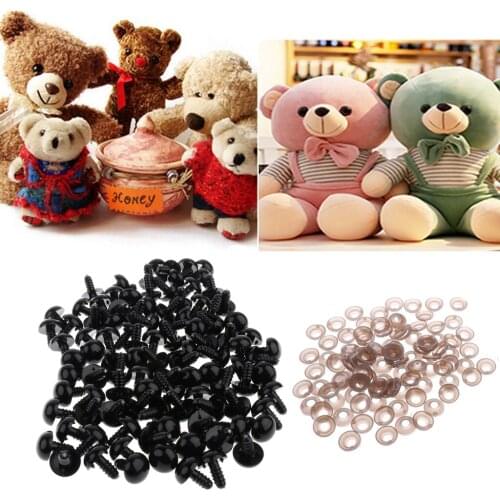 100pcs 5-40mm Solid Black EYES - Teddy Bear Making Soft Toy Animal Doll DIY Craft