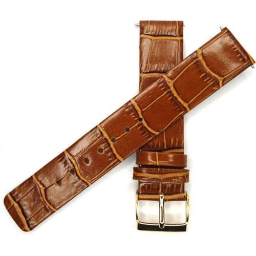 18mm Watch Band Soft Thin Watch Strap Calf Genuine Leather Light Brown Watchband for Men Woman Watch Gold Stainless Steel Buckle