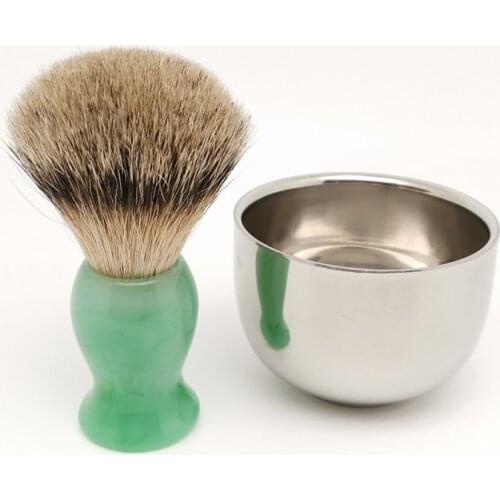 TEYO Silvertip Badger Hair Shaving Brush and Shaving Cup Set Perfect For Man Wet Shave Razor