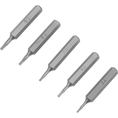Uxcell 5pcs Torx Bits Set 5/32 Inch Hex Shank T2 T3 T4 T5 T6 Screwdriver Bit Set 28mm Length S2 Screw Driver Kit Tools