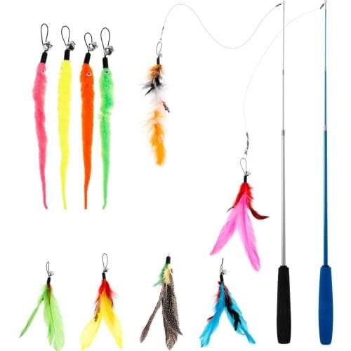12 PCS Replacement Cat Feather Toy Set, Cat Feather Teaser Wand Toy for Kitten Cat Having Fun Exercise Playing Without the Stick