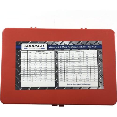382 pcs Sae Inch Imperial Nitrile O-Ring Assortment Kit 1/8" ID-1/4" OD to 1-3/4" ID-2-1/8" OD Buna 90 Duro O Ring Kit