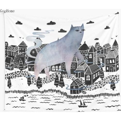 Anime Cartoon Cat Wall Tapestry Cover Beach Towel Throw Blanket Picnic Yoga Mat Home Decoration