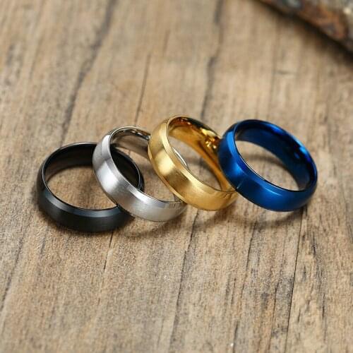 Modyle 2021 New Fashion Black Blue Gold Silver Color Stainless Steel Couple Wedding Band Engagement Rings For Men Women