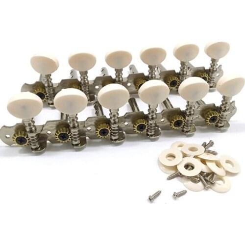 New 12 Strings Acoustic Guitar Tuning Pegs Chrome Plated Machine Heads 6L 6R Acoustic Guitar Instruments Accessory Part