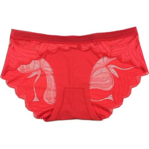 New ladies underwear stretch lace waist non-trace ice silk stitching lace buttock 3238