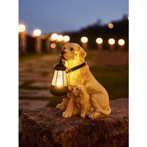 Pastoral Creative Solar Energy Outdoor Courtyard Lamp Dog statue Ornament Waterproof Garden Decoration Lawn Landscape LayoutGift