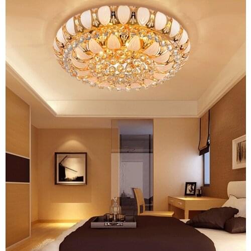 European style luxury crystal Ceiling lamp LED hall round the living room bedroom Restaurant hotel ceiling lights 110-240V