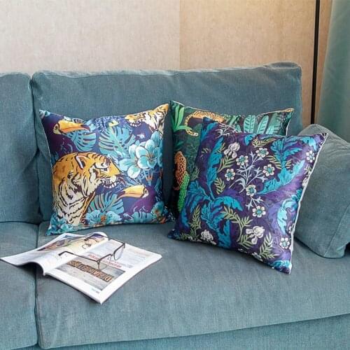 Silk-like Light Luxury Cushion Covers Modern Sofa Pillowcases Blue Green Decorative Throw Pillow Covers Home Decor