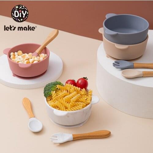Baby feeding silicone cover spoon set waterproof non-slip feeding bowl silicone tableware baby tableware baby products