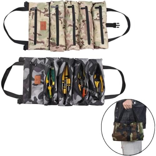 Roll Tool Roll Bag Multi-Purpose Screwdriver Plier Repair Hand Tools Organizer Wrench Roll Pouch Hanging Zipper Carrier Tote