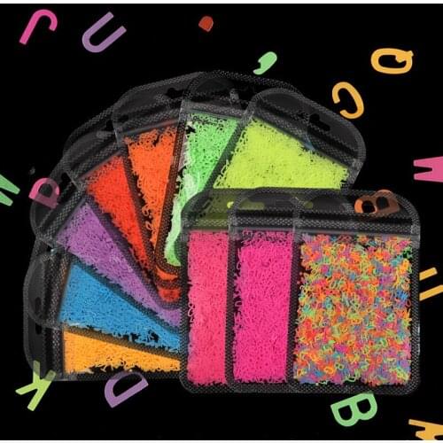 3G Bone Bag Fluorescent Letter Nail Art Sequin Jewelry Fluorescent Mixed Color DIY Nail Sequin Nail Art Decoration Accessories