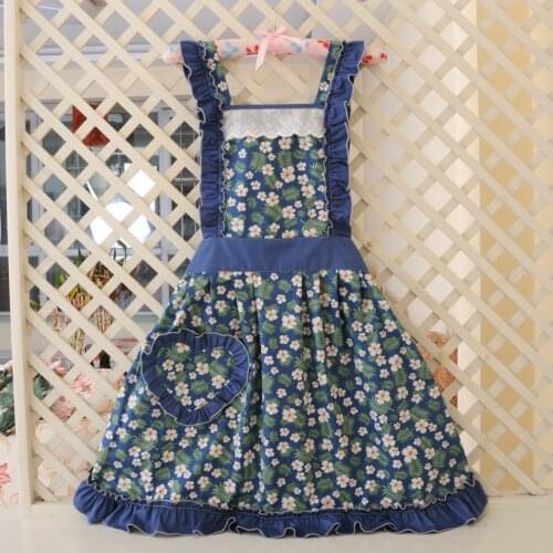Fresh Apron For Women Restaurant Home Kitchen Cooking Cotton Apron With Pocket Floral Lace Kitchen Apron Cleaning Aprons