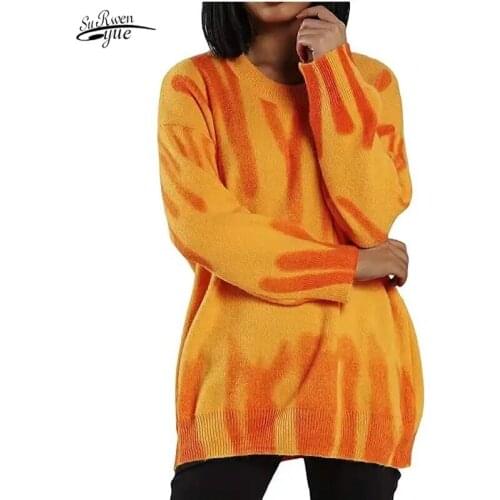 V Neck Sweater Loose Casual Sweater Mid-length Lazy Design Sense Pullover Fall Sweaters for Women Knitted Sweater 16672