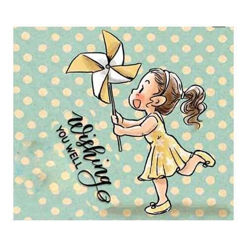 Windmills Girl Transparent Silicone Rubber Stamp And Metal Die Sheet Cling Scrapbooking DIY Cute Pattern Photo Album