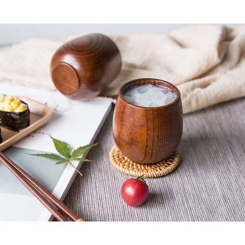 Vintage Japanese Style Natural Wooden Wine Cup Chinese Kung Fu Tea Set Coffee Milk Teacup Drinkware Teaware Decor Crafts 200ml
