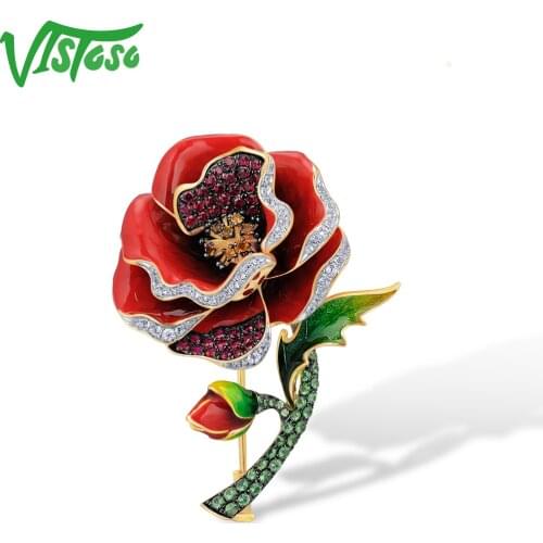 VISTOSO Gold Brooches For Clothes