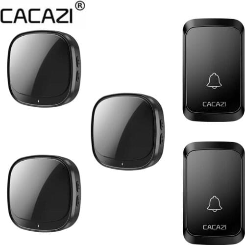 CACAZI Wireless Waterproof USB Doorbell 300M Range Home Intelligent Door Bell Chime 2 3 4 5Button 2 3 Receiver 2021 Newest