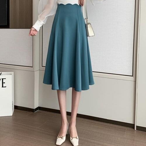 Limiguyue Summer Elegant High Waist A Line Skirts Women Korean Style Work Office OL Ladies Midi Skirt Harajuku Clothing K991