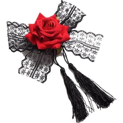 Lolita Girls Fabric Rose Lace Hair Clip / brooch Gothic Lady Hair Accessory