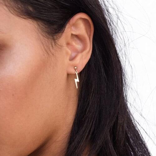 Tiny Lightning Bolt Stud Earrings For Women 2019 Unique Brief Mini Alloy Earrings Femme Bijoux