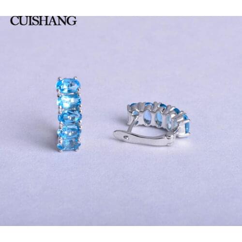 CSJ Real Natural Gemstone Blue Topaz 925 Sterling Silver Wedding fox Earring Fine Jewelry For Women Party Gift 2018 NEW