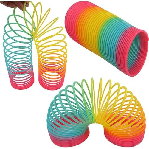 1pcs Rainbow Circle Funny Toys Early Development Educational Folding Plastic Spring Coil Childrens Creative Magical Toys