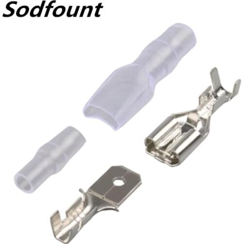 100pcs/lot 6.3 male and female insulated terminal cold terminal with transparent sheath,0.2~1.5mm2