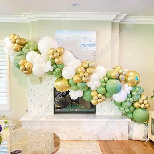 153pcs Birthday Party Wedding Avocado Green Latex Balloon Arch Kit White Balloon Garland Baby Shower Celebration Decoration