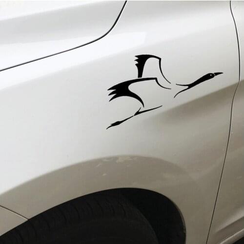 17.2CM*8.3CM White Crane Flying Decor Vinyl Decal Decoration Car Trunk Car Sticker Black/Silver N1205