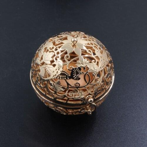 2pcs Brass Casted Quality Large Hollow Flower Cage Filigree Ball Box Essential Oil Diffuser Locket Pendants DIY Jewelry Making