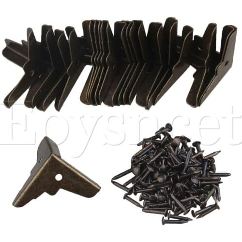 20 x Vintage Bronzy Metal Decorative Corner Bracket 19 x 19mm for Chest Case Box