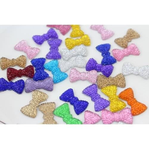 200pcs 20mm Bow Ties Cabochons Resin Druzy Crystals Rhinestone gem Bowties with Foil Backs Flatbacks mixed colors sz0901