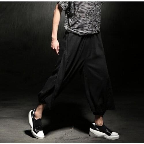 27-44 ! 2016 New Mens clothing Ankle length trousers male 9 pants male linen harem pants culottes plus size singer costumes