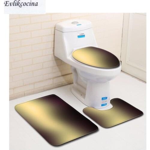 Free Shipping 3pcs Black Gold Mix Color Banyo Bathroom Carpet Toilet Bath Mat Set Non Slip Tapis Salle De Bain Alfombra Bano