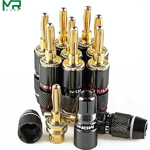 4PCS/24K gold-plated copper monster zinc alloy banana plug microphone adapter adapter audio and video connector