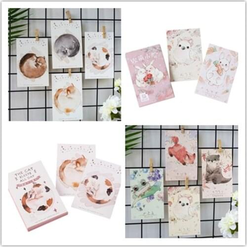4packs/lot Beautiful And Kawaii Cute Cat Cartoon Animal Lovely Birthday Letter Envelope Gift Card Index Card Holder For Gifts